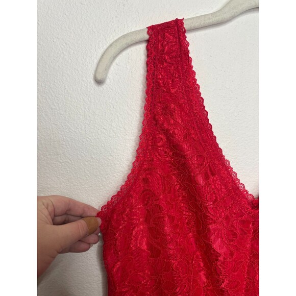 Express Size 4 Mini Lace Dress Red V-Neck Fit & Flare Cocktail Sleeveless NWT - Picture 5 of 13